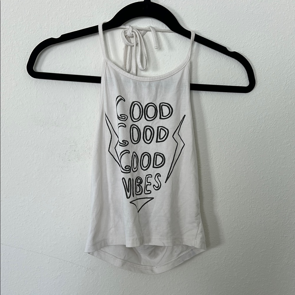 White Halter Top with Graphic Print
